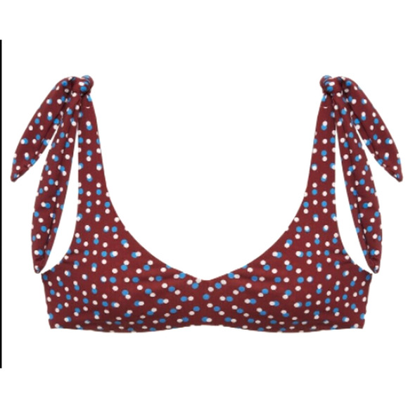 Eberjey Women's Mius Noelle Burgundy Polka Dot Swim Bikini Top Medium NEW - Picture 3 of 3